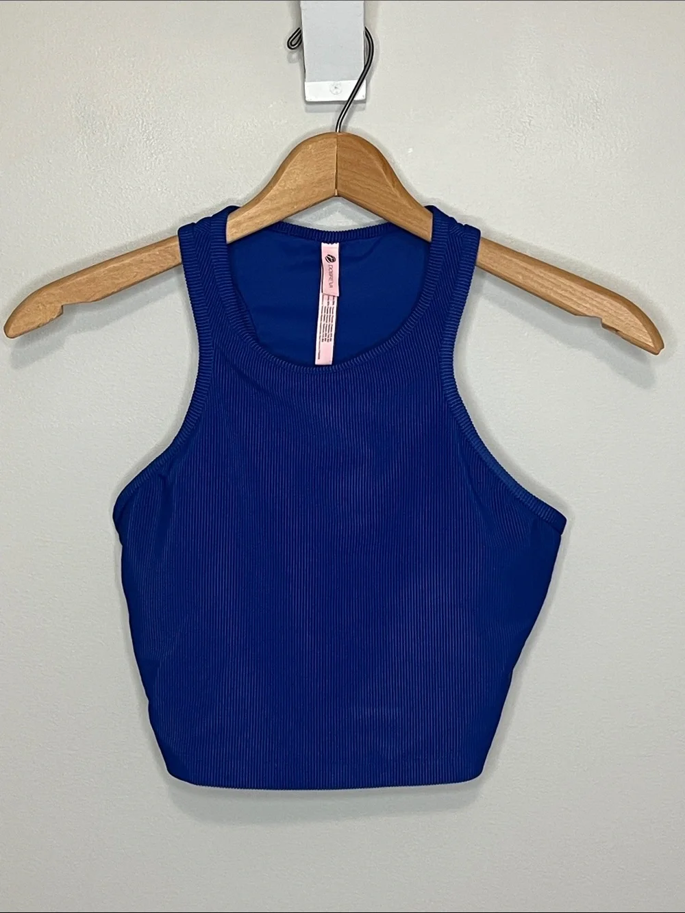 Dobreva Ribbed High-Neck Bikini Crop Top - Royal Blue, Size Small 4-6